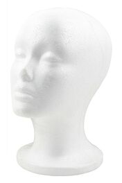 MANNEQUIN DE PERRUQUE EN POLYSTYRÈNE BLANC POUR FEMME